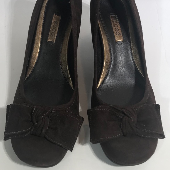 Women’s Ecco brown suede block heel pumps size 37 - Picture 2 of 8
